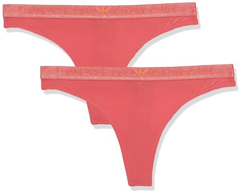 Emporio Armani Women's 2-Pack Iconic Microfiber Thong, Cinnamon, Medium von Emporio Armani