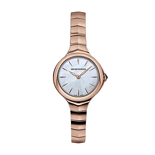 Emporio Armani Swiss Uhr für Damen , Zweizeigerwerk, 25mm Rose Gold Edelstahlgehäuse mit Edelstahlarmband, ARS8007 von Emporio Armani