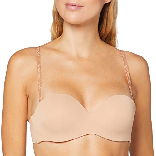 Emporio Armani Women's Basic Bonding Microfiber Bandeau Strapless Custom Fit Bra Molded, Nude Pink, 80A von Emporio Armani