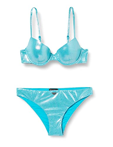 Emporio Armani Women's Dot Foil Lycra Sculpture Bra and Brief Bikini Set, Turquoise, XL von Emporio Armani