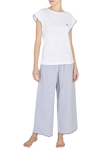 Emporio Armani Women's Dreamy Poplin Pajamas, Denim/White Stripes, M von Emporio Armani