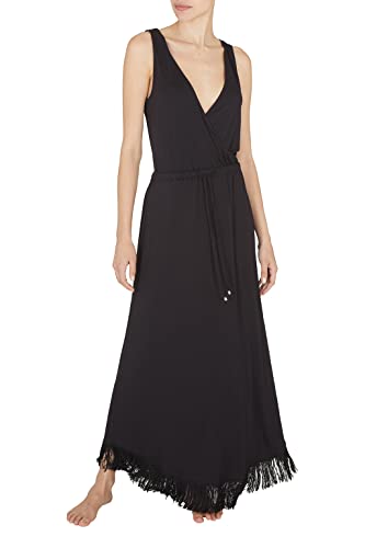 Emporio Armani Women's Fringes Viscose Long Dress, Black, S von Emporio Armani
