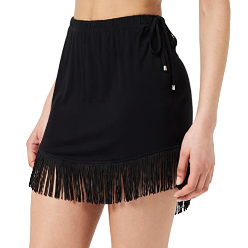 Emporio Armani Women's Fringes Viscose Skirt, Black, L von Emporio Armani