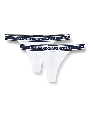 Emporio Armani Women's Icon Logoband Thong Panties, White, XL (2er Pack) von Emporio Armani