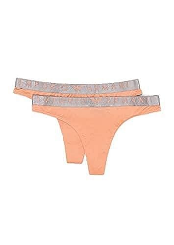 Emporio Armani Women's Iconic Microfiber Thong Panties, Papaya, S (2er Pack) von Emporio Armani