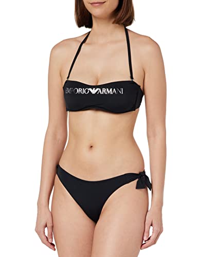 Emporio Armani Women's Logo Lover Band and Bow Brazilian Bikini Set, Black, XS von Emporio Armani
