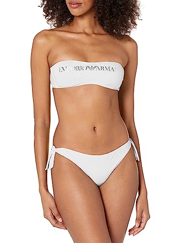 Emporio Armani Women's Logo Lover Band and Bow Brazilian Bikini Set, White, XS von Emporio Armani