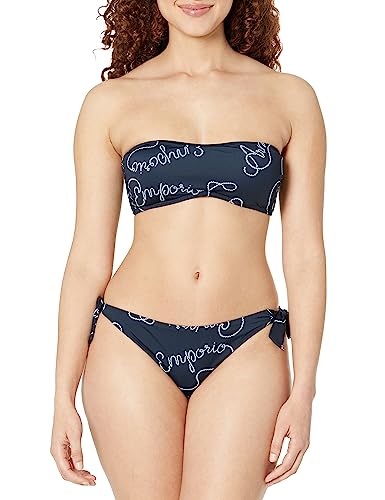 Emporio Armani Women's Logomania Band and Bow Brazilian Bikini Set, Marine/White, S von Emporio Armani