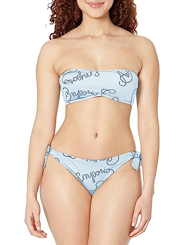 Emporio Armani Women's Logomania Band and Bow Brazilian Bikini Set, White/Navy Blue, XS von Emporio Armani