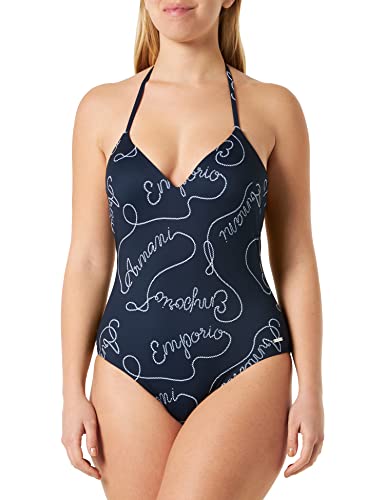 Emporio Armani Women's Logomania Padded One Piece Swimsuit, Marine/White, S von Emporio Armani