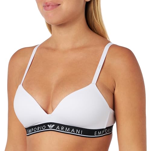 Emporio Armani Women's Padded Triangle Bra Iconic Logoband, White, Medium von Emporio Armani