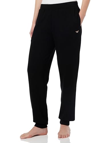 Emporio Armani Women's Pants with Cuffs Viscose Fleece, Black, X-Large von Emporio Armani