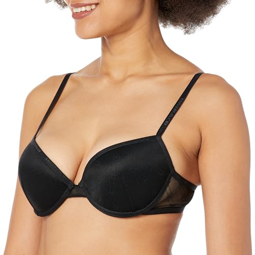 Emporio Armani Women's All Over Mesh Monogram Push Up Bra, Schwarz, 80C von Emporio Armani