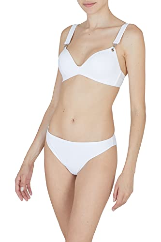 Emporio Armani Women's Ribbed Lycra Triangle Brazilian Bikini Set, White, L von Emporio Armani