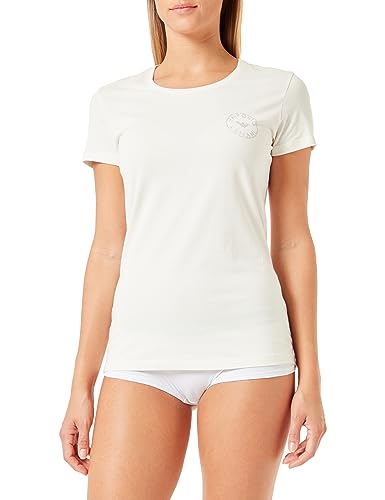 Emporio Armani Women's Round Collar T-Shirt Essential Studs Logo, Pale Cream, X-Large von Emporio Armani