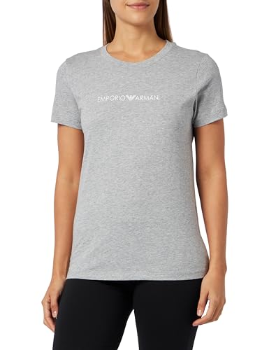 Emporio Armani Women's Round Collar T-Shirt Iconic Logoband, Light Grey Melange, Small von Emporio Armani