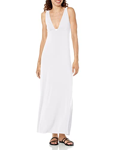 Emporio Armani Women's Stretch Viscose Short Long Dress, White, L von Emporio Armani