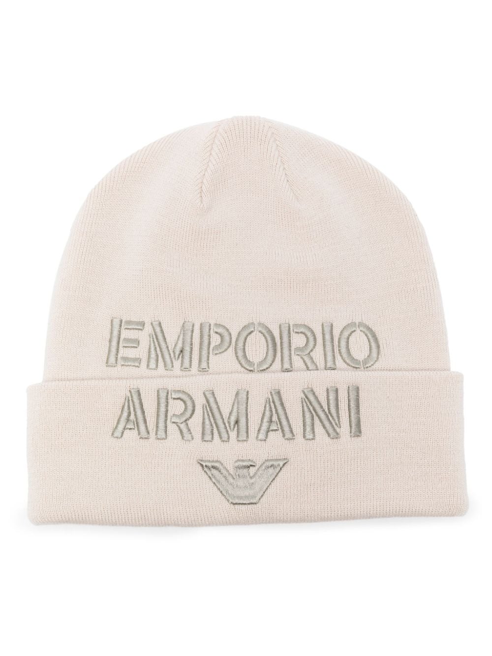 Emporio Armani Beanie mit Logo-Stickerei - Nude von Emporio Armani