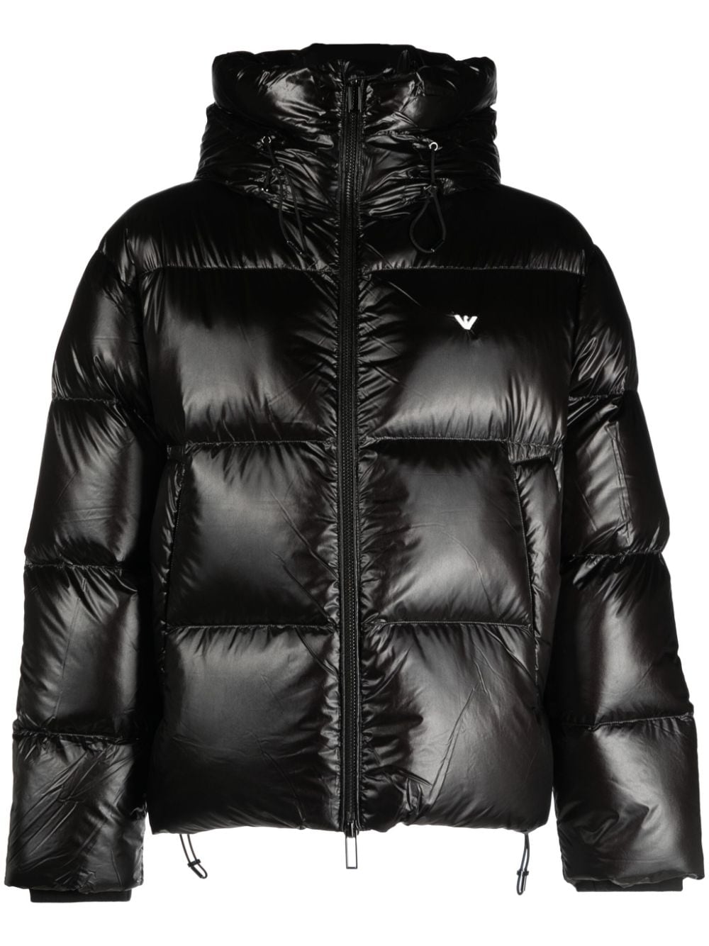 Emporio Armani Gefütterte Kapuzenjacke mit Logo - Schwarz von Emporio Armani