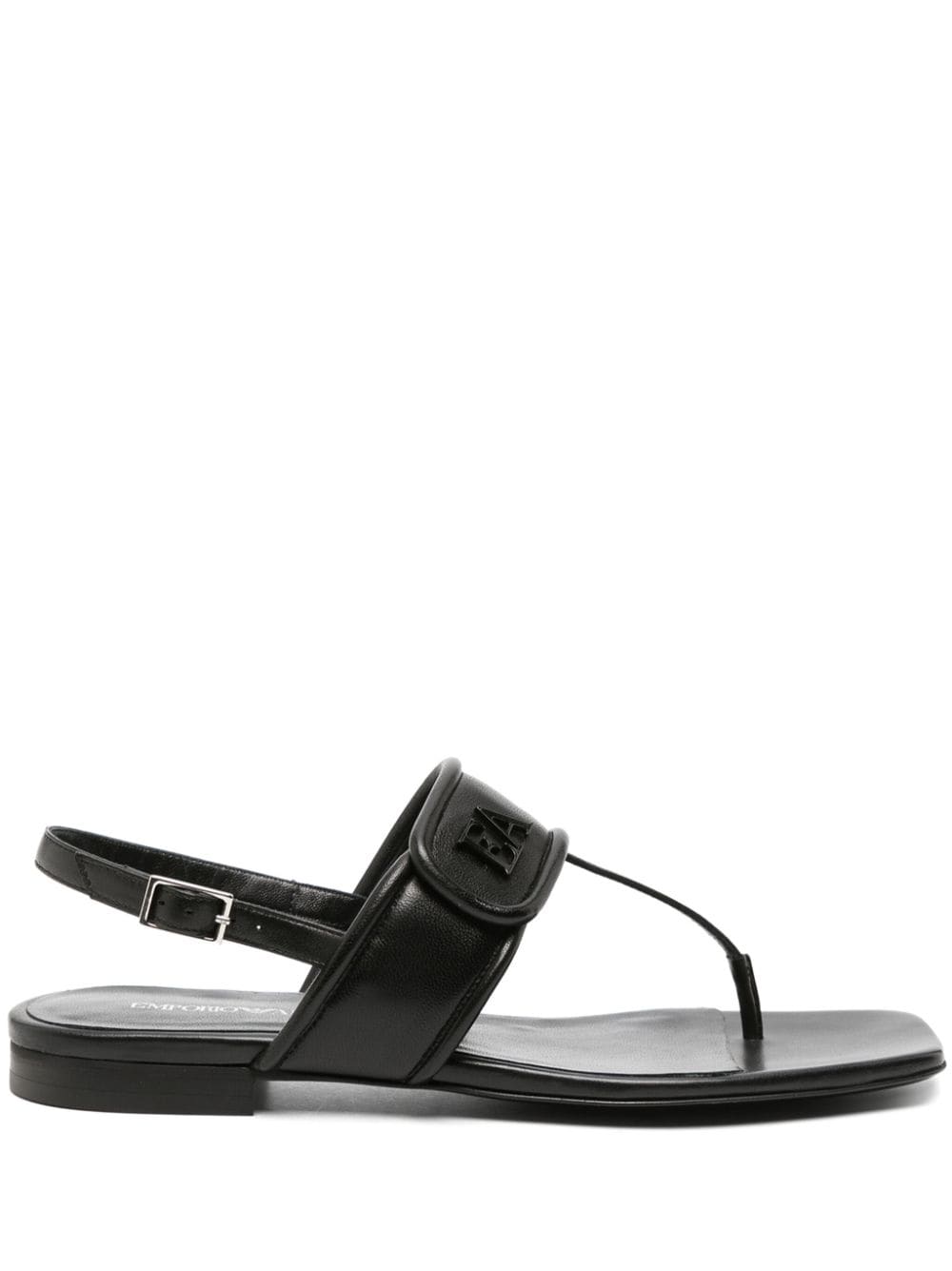 Emporio Armani Sandalen mit Logo-Schild - Schwarz von Emporio Armani