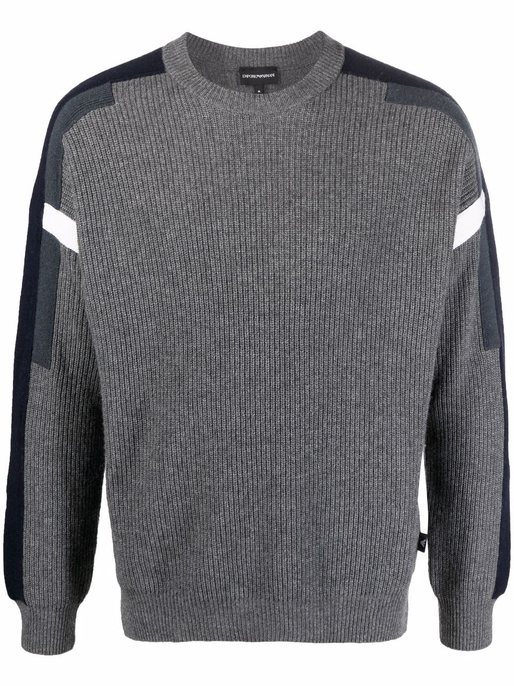 Emporio Armani Gerippter Pullover mit Streifen - Grau von Emporio Armani