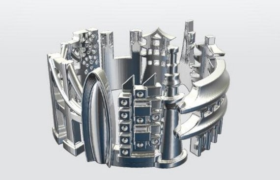 Tokyo Skyline Ring Sterlingsilber Stadtansicht Statementring Tokyo Skyline Ring Sterlingsilber Stadtansicht Statementring von EmporioDesign