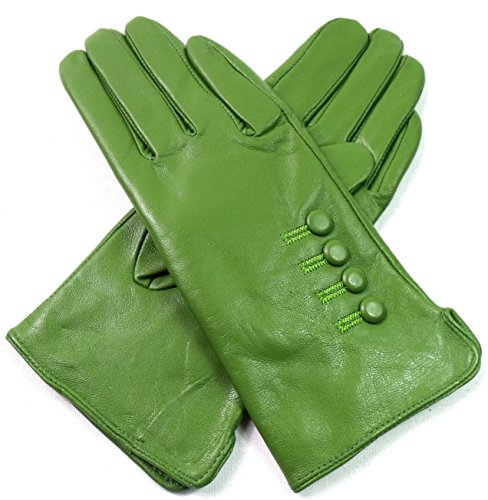 Damen Premium Qualität Luxus Super Weich Echtleder Handschuhe Pelzfutter Winter Warm - Grün, L von Emporium Leather