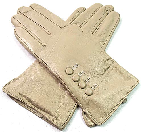 Damen Premium Qualität Original Superweich Leder Handschuhe Kunstpelz Futter Winter Alltag Warm - Creme, M von Emporium Leather