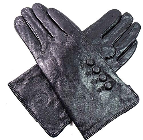 Damen Premium Qualität Original Superweich Leder Handschuhe Kunstpelz Futter Winter Alltag Warm - Marine, L von Emporium Leather