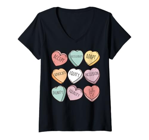 Damen Accept Accessibility Adapt Advocate Equity Inclusion T-Shirt mit V-Ausschnitt Damen Accept Accessibility Adapt Advocate Equity Inclusion T-Shirt mit V-Ausschnitt von Empower Diversity Acceptance Inclusion Advocate