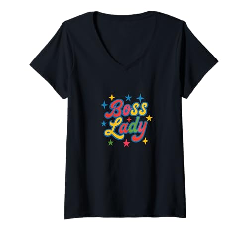 Damen Boss Lady Bosses Day Starke Führungskraft Wertschätzung bei der Arbeit T-Shirt mit V-Ausschnitt von Empowered Leadership Designs