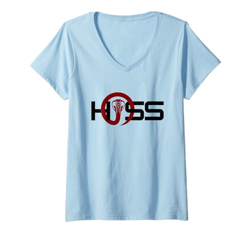 Damen Sein Emblem, markantes Kobra-Power-Symbol T-Shirt mit V-Ausschnitt Damen Sein Emblem, markantes Kobra-Power-Symbol T-Shirt mit V-Ausschnitt von Empowering Bold Cobra Motif Strength