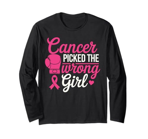 Cancer Picked The Wrong Girl Pink Boxing Glove Langarmshirt Cancer Picked The Wrong Girl Pink Boxing Glove Langarmshirt von Empowering Cancer Survivor Designs