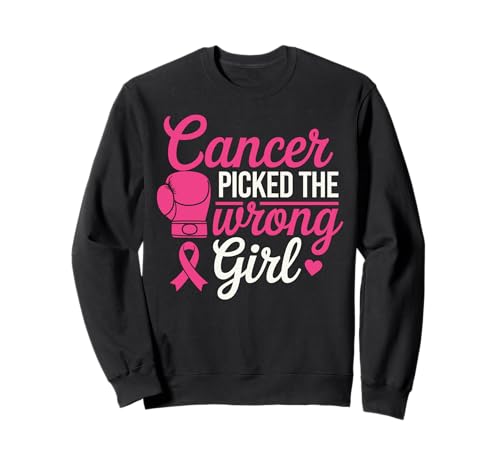 Cancer Picked The Wrong Girl Pink Boxing Glove Sweatshirt Cancer Picked The Wrong Girl Pink Boxing Glove Sweatshirt von Empowering Cancer Survivor Designs