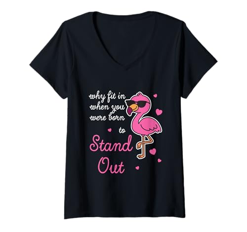 Damen Sei du selbst — Warum solltest du Dich anpassen, als du Flamingo gestärkt hast T-Shirt mit V-Ausschnitt Damen Sei du selbst — Warum solltest du Dich anpassen, als du Flamingo gestärkt hast T-Shirt mit V-Ausschnitt von Empowering Flamingo Born To Stand Out Not T Fit In