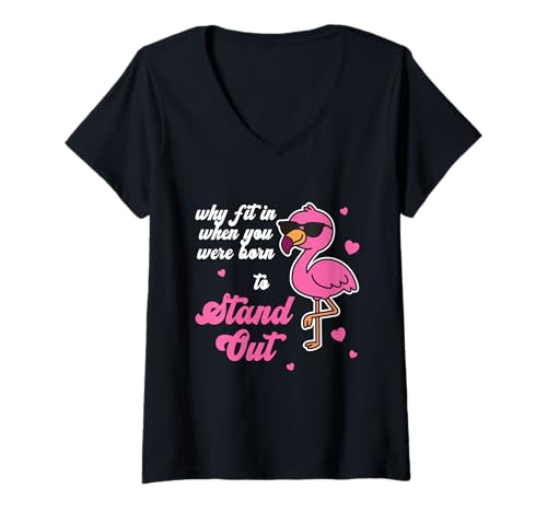 Damen Sei du selbst — Warum solltest du Dich anpassen, als du Flamingo gestärkt hast T-Shirt mit V-Ausschnitt Damen Sei du selbst — Warum solltest du Dich anpassen, als du Flamingo gestärkt hast T-Shirt mit V-Ausschnitt von Empowering Flamingo Born To Stand Out Not T Fit In