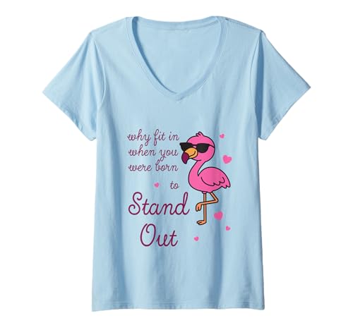 Damen Sei du selbst — Warum solltest du Dich anpassen, als du Flamingo gestärkt hast T-Shirt mit V-Ausschnitt Damen Sei du selbst — Warum solltest du Dich anpassen, als du Flamingo gestärkt hast T-Shirt mit V-Ausschnitt von Empowering Flamingo Born To Stand Out Not T Fit In