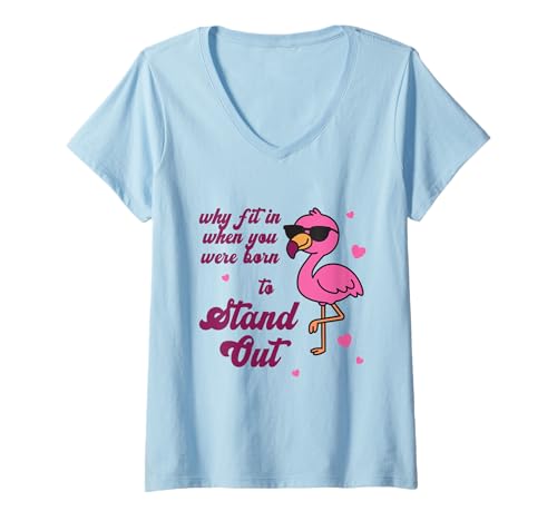 Damen Sei du selbst — Warum solltest du Dich anpassen, als du Flamingo gestärkt hast T-Shirt mit V-Ausschnitt Damen Sei du selbst — Warum solltest du Dich anpassen, als du Flamingo gestärkt hast T-Shirt mit V-Ausschnitt von Empowering Flamingo Born To Stand Out Not T Fit In