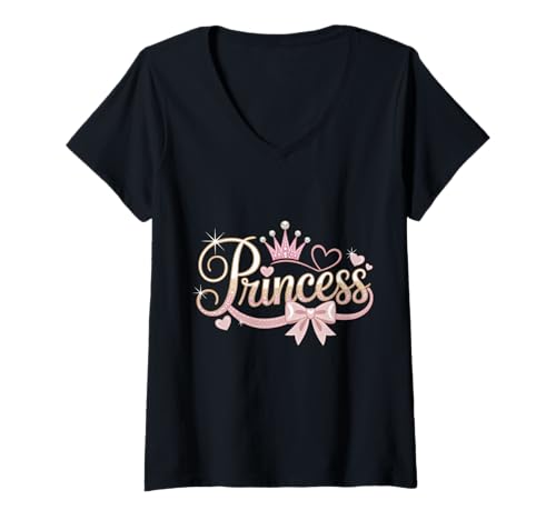 Damen Stärkung des Königshauses für zukünftige Königinnen T-Shirt mit V-Ausschnitt von Empowering Girls Future Royalty Theme