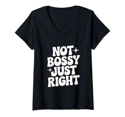 Damen Nicht herrisch, genau richtig lustig für Starke Frauen T-Shirt mit V-Ausschnitt Damen Nicht herrisch, genau richtig lustig für Starke Frauen T-Shirt mit V-Ausschnitt von Empowerment Apparel for Confident Women and Girls