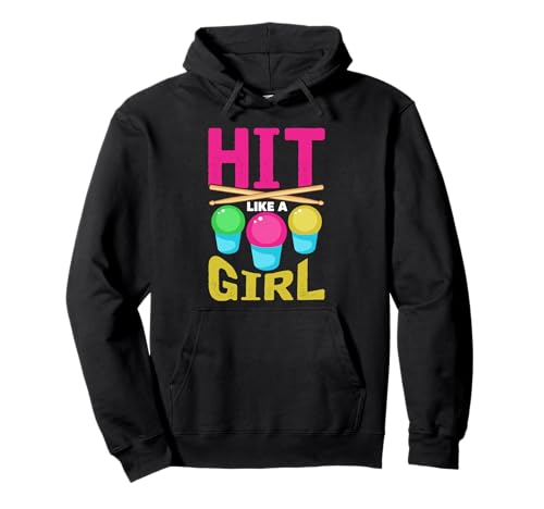 Buntes Schlagzeug-Design Hit Like A Girl Pullover Hoodie Buntes Schlagzeug-Design Hit Like A Girl Pullover Hoodie von Empowerment Beats