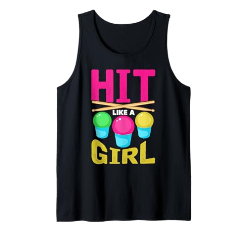 Buntes Schlagzeug-Design Hit Like A Girl Tank Top Buntes Schlagzeug-Design Hit Like A Girl Tank Top von Empowerment Beats
