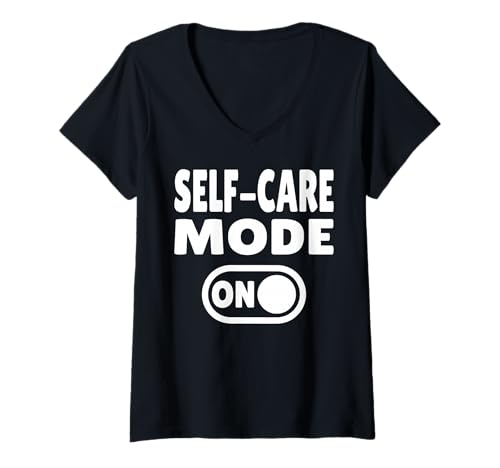 Damen Self Care Mode ON - Wellness und Entspannung T-Shirt mit V-Ausschnitt Damen Self Care Mode ON - Wellness und Entspannung T-Shirt mit V-Ausschnitt von Empowerment Quotes Collection