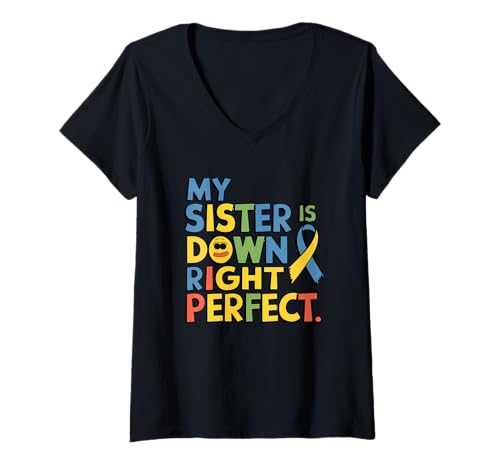 Damen Meine Schwester ist absolut perfekt T-Shirt mit V-Ausschnitt Damen Meine Schwester ist absolut perfekt T-Shirt mit V-Ausschnitt von Empowerment Sibling Equality Harmony