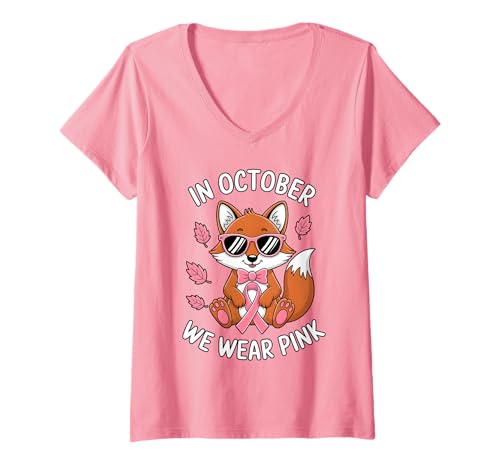 Damen Support Pink Ribbon Brustkrebs-Bewusstseinsmonat T-Shirt mit V-Ausschnitt Damen Support Pink Ribbon Brustkrebs-Bewusstseinsmonat T-Shirt mit V-Ausschnitt von Empowerment Through Awareness graphics and More