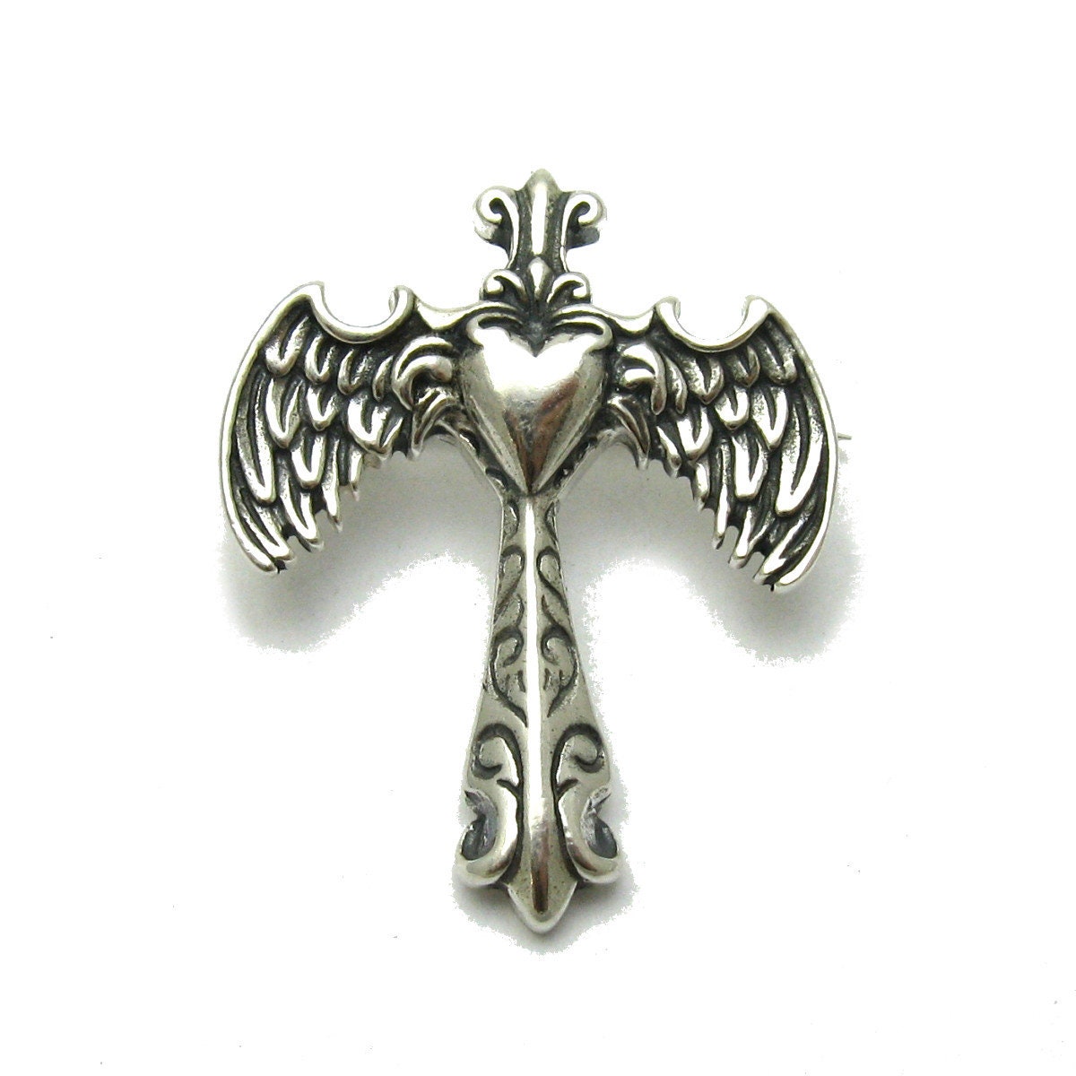 925 Silber Brosche A000099 Kreuz Engelsflügel von EmpressSilver