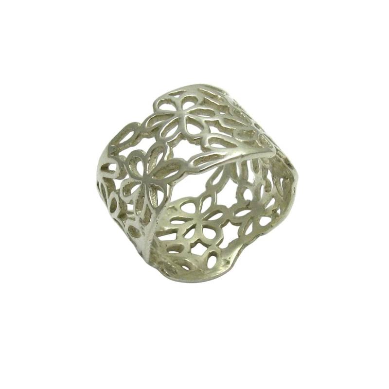 925 Silber Ring Band Blume R000597 von EmpressSilver