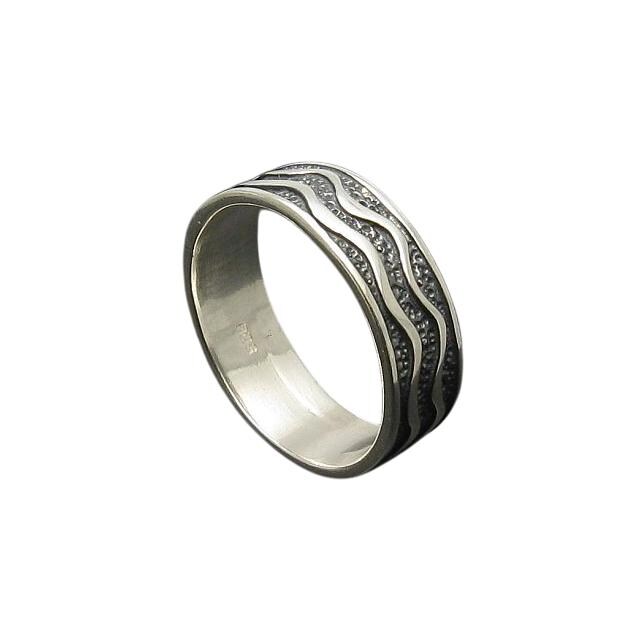 925 Silber Ring Band Solide R000068 Welle von EmpressSilver