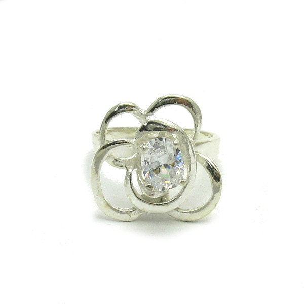 925 Silber Ring R000294 Mit 7mm Cz Blume von EmpressSilver