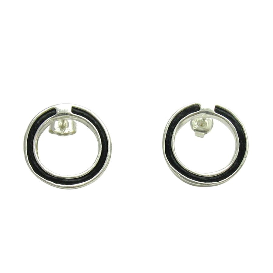 E000112 Silber-Ohrringe 925 Leder-Hoops von EmpressSilver